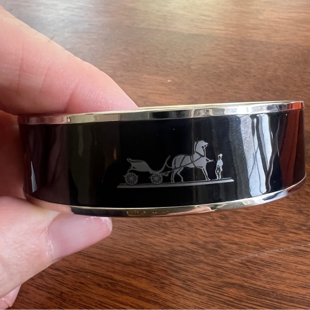 Hermes bangle bracelet. Black and silver. - Picture 6 of 8